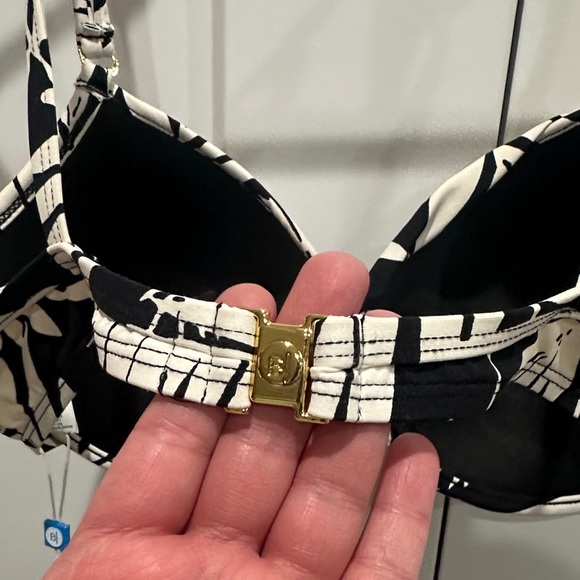 Bleu Rod Beattie Black and Cream Leaf Bikini Top - Picture 4 of 4